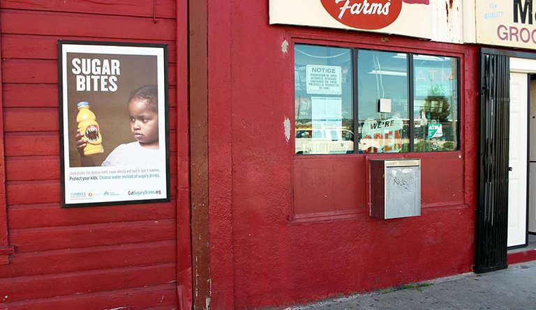 Anti-Sugar Poster On StoreFront Wall